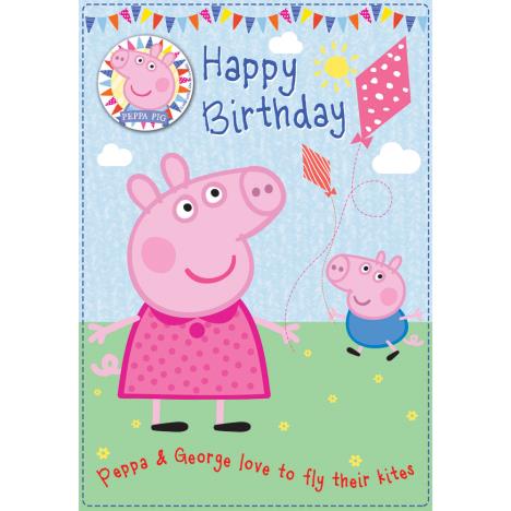 Flying Kites Peppa Pig Birthday Card With Badge £2.10